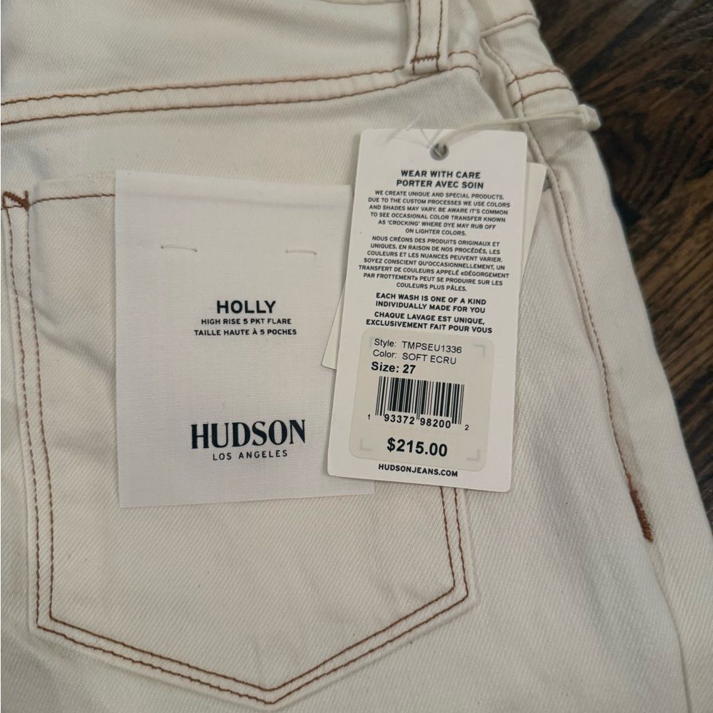 HUDSON Holly High Rise 5 Pocket Flare Jeans Ecru - Picture 6 of 9